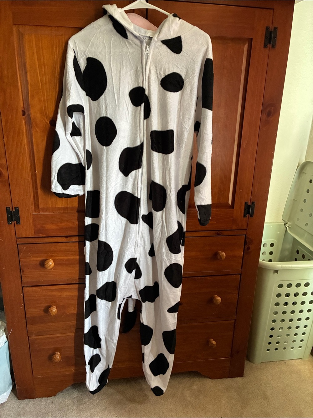 Cow Print Hooded Onesie - Black & White Cozy Jumpsuit